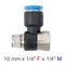 Pu Hose Fitting Tee 10mm X 1/4